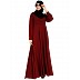 Umbrella abaya with potli buttons neck design- Maroon Umbrella abaya with potli buttons neck design- Maroon