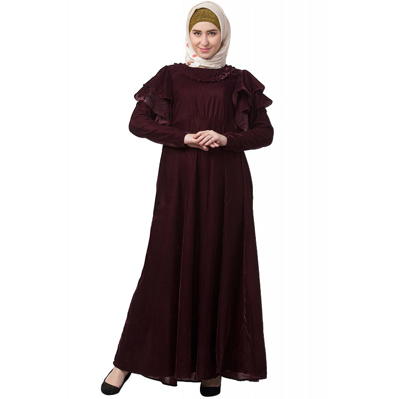 Abaya online- Buy designer velvet Bridal abaya at www.shiddat.com