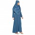 Simple abaya with a matching Instant Hijab- French Blue