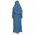 Simple abaya with a matching Instant Hijab- French Blue