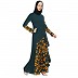 Printed asymmetrical dress abaya- Green-Black