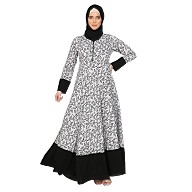 Grey floral print full flare midi Dress