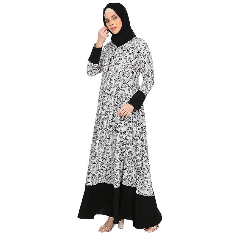 Dresses online- Buy floral print Flare dress abaya at www.shiddat.com