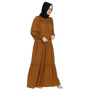 Party wear fashionable Dress -Mustard Brown