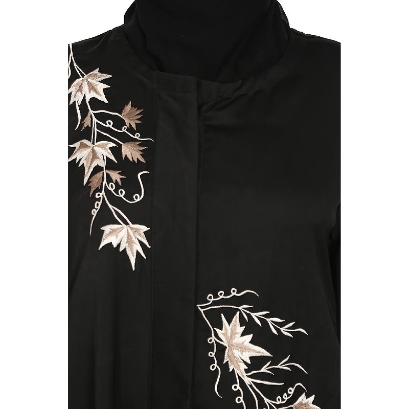 Feldspar Embroidered Sleeve Abaya with Front Zip Closure