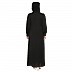 Front Open cuff sleeves Embroidery Abaya-Black