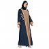 Embroidery work on layered abaya-Teal-Khaki