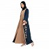 Embroidery work on layered abaya-Teal-Khaki