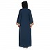Embroidery work on layered abaya-Teal-Khaki