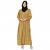 Front Open Mustard floral Print Abaya 