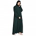Loose Fit abaya with Ruffled Sleeves - Bottle Green