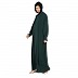 Loose Fit abaya with Ruffled Sleeves - Bottle Green
