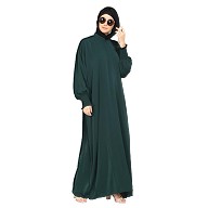 Loose Fit abaya with Ruffled Sleeves - Bottle Green