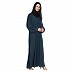 Loose Fit abaya with fashionable buttons on front panel - Teal