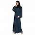 Loose Fit abaya with fashionable buttons on front panel - Teal