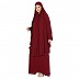 Premium Two Piece Maroon Jilbab combo in Cotton Lycra