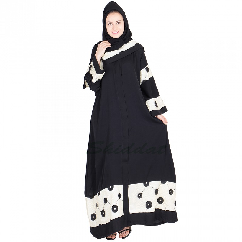 Dubai style embroidered Nida abaya with scarf online shopping