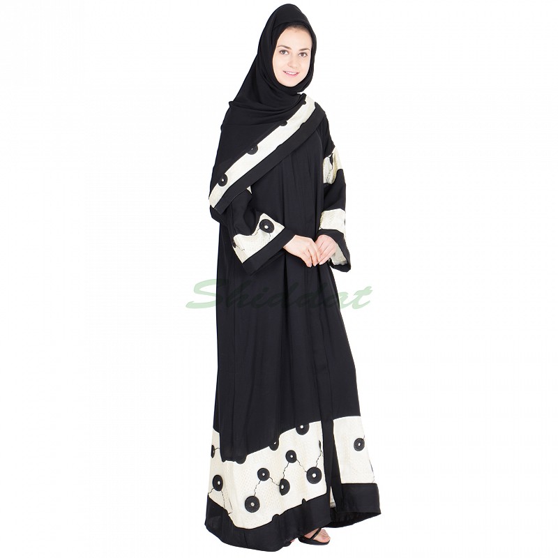 Dubai style embroidered Nida abaya with scarf online shopping