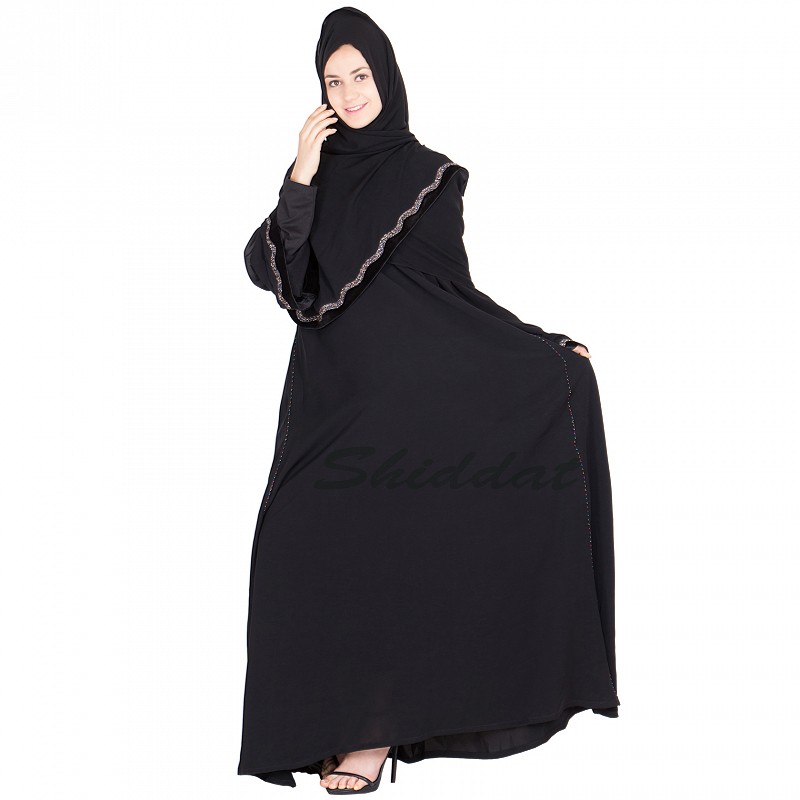 Umbrella abaya in nidha fabric online with side adjustment 
