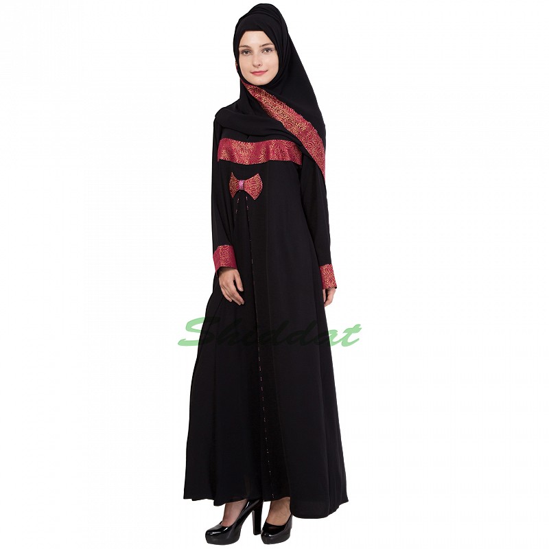 Buy abaya online with kali outing diamond chitta and Red 