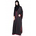 Black Kaftan abaya with red border