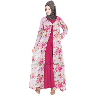 Abaya- Floral Printed Long Gown- Maxi Dresses