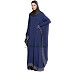 Kaftan with striped printed border and sleeves- Blue