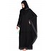 Kaftan abaya with white dotted border on sleeves- Black
