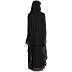 Kaftan abaya with white dotted border on sleeves- Black