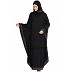 Kaftan abaya with white dotted border on sleeves- Black