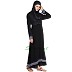 A-line double layered abaya with grey color border on sleeves and bottom- black