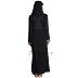 A-line double layered abaya with grey color border on sleeves and bottom- black