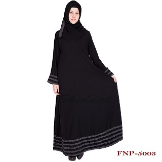 Abaya- Black colored with 5 line border