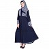 Abaya- half printed on deep blue color Abaya- half printed on deep blue color