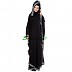 Front Open Black kaftan with checkered frills