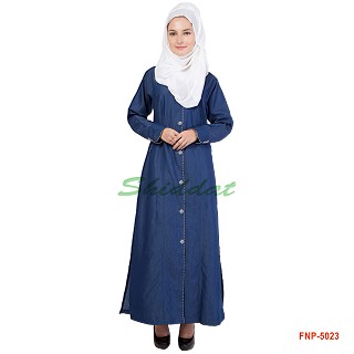 Front open denim Abaya- blue