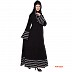 Black abaya with 5 line printed Border Black abaya with 5 line printed Border
