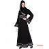 Black abaya with 3 line printed border Black abaya with 3 line printed border