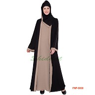 Double layered Abaya- Black and Beige  Double layered Abaya- Black and Beige