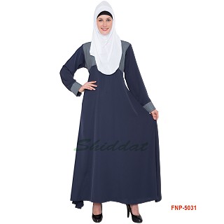 Simple Blue Abaya- Nida Fabric