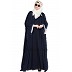 Double layered Kaftan abaya with lacework- Navy Blue Double layered Kaftan abaya with lacework- Navy Blue
