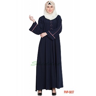 Simple flared abaya- Navy Blue