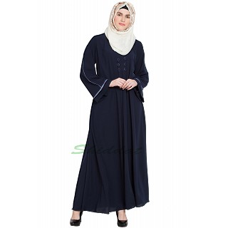 Full Flared abaya- Navy Blue