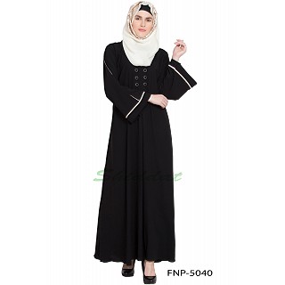 Simple flared abaya- Black 