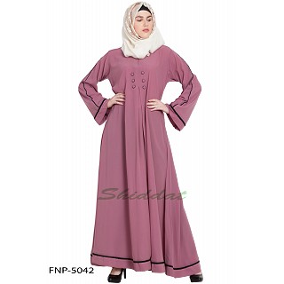 Simple flared abaya- Puce Pink