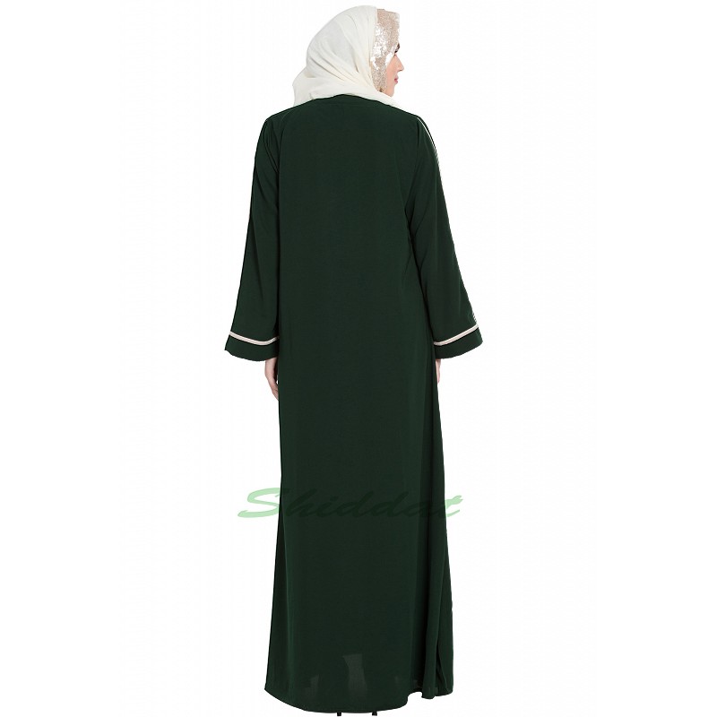 Simple Flared Abaya with Buttons - Dusty Rose