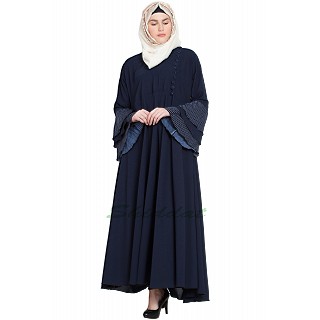 Bell sleeved Umbrella abaya- Navy Blue
