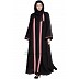 Layered Black abaya with Pink border Layered Black abaya with Pink border