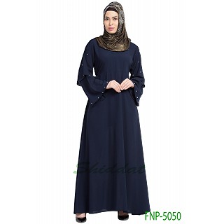 A-line casual abaya- Navy Blue