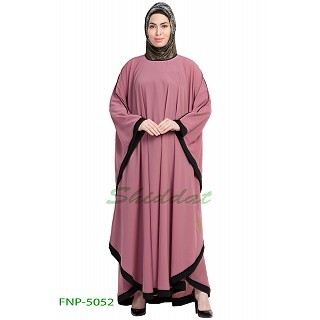 Kaftan abaya with Black border- Puce Pink